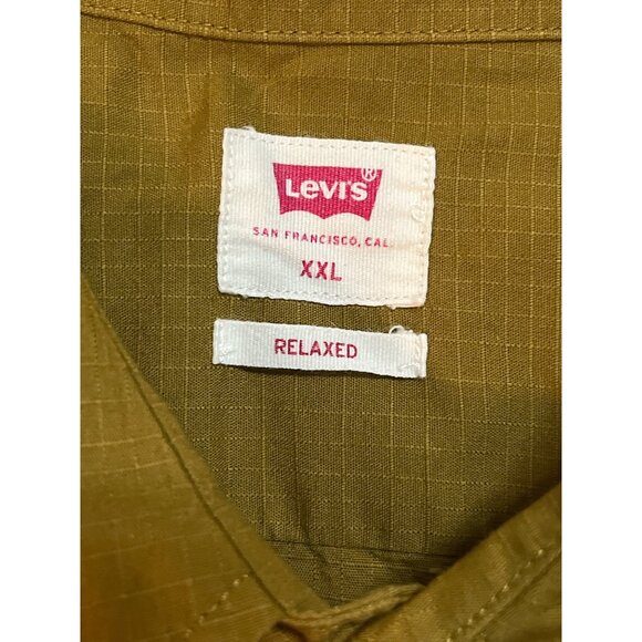 Levi’s Relaxed Fit Button-Up Shirt XXL Made in India Brown Embroidered Mushroom - Picture 4 of 6